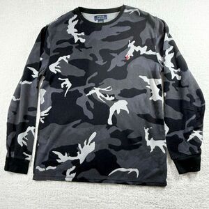 Chaps Ralph Lauren Waffle Knit Long Sleeve Black Camo T Shirt - Men’s US L